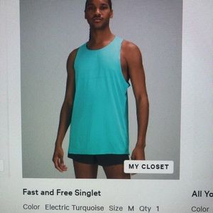 Lululemon Men’s fast and free singlet (med)